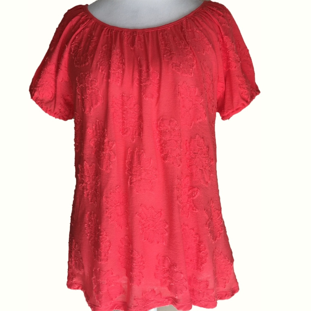 NEW! MICHAEL KORS orange sangria short sleeve top - SZ M